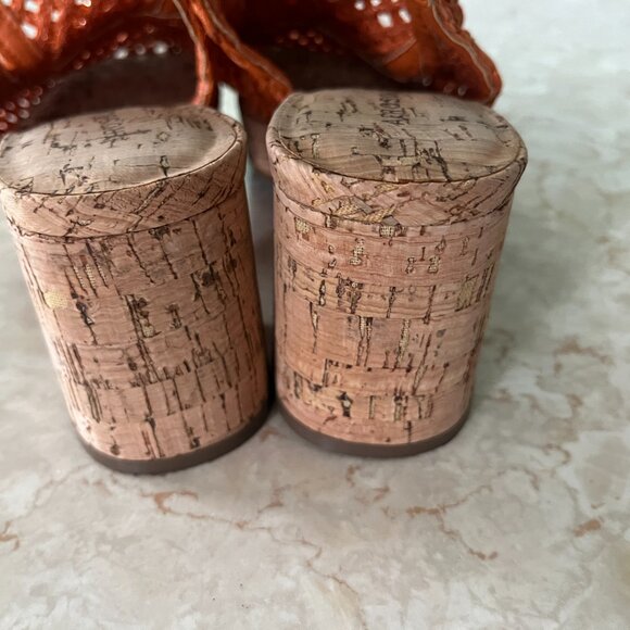 Aerosoles Sz 8 Santiago Raffia Platform Slingback Pump Orange and Cork - Picture 10 of 14